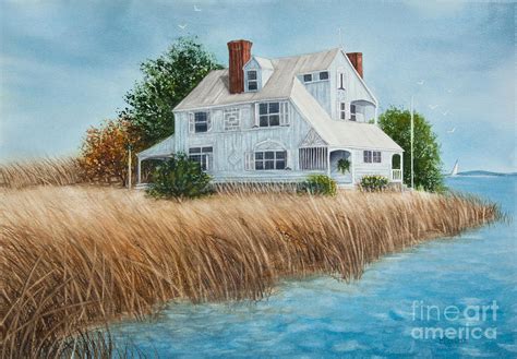 Blue Beach House Painting by Michelle Constantine - Pixels