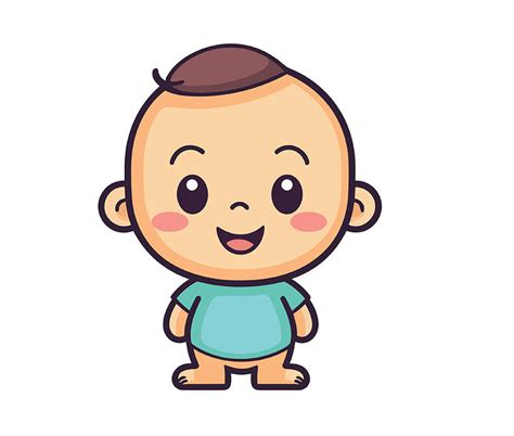 Baby Clipart-cartoon baby boy with a blue shirt and brown hair