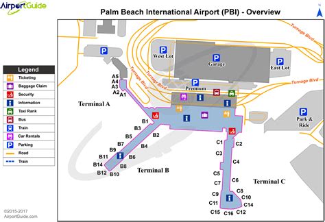 West Palm Beach - Palm Beach International (PBI) Airport Terminal Map ...