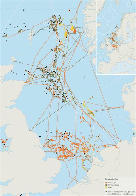 Map of offshore oil and gas pipelines in the United States section of ...