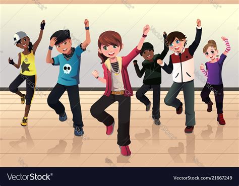 Kids in hip hop dance class Royalty Free Vector Image