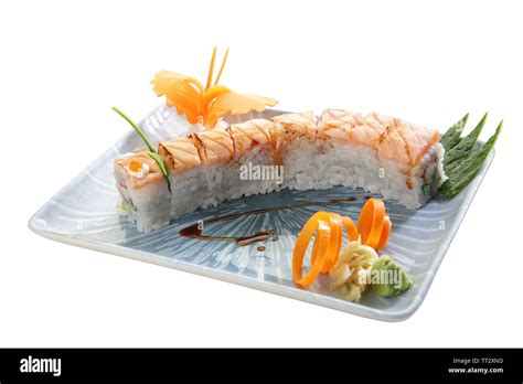 sushi plate decoration isolated Stock Photo - Alamy