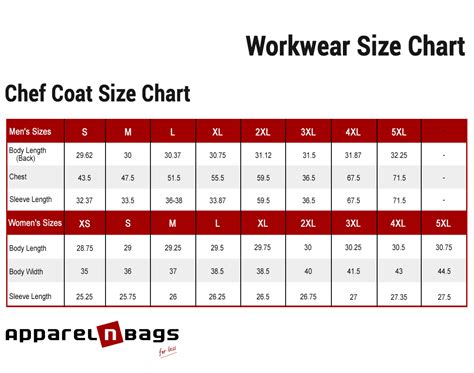 Accurate Chef Coat & Jacket Size Chart & Measurements Guide