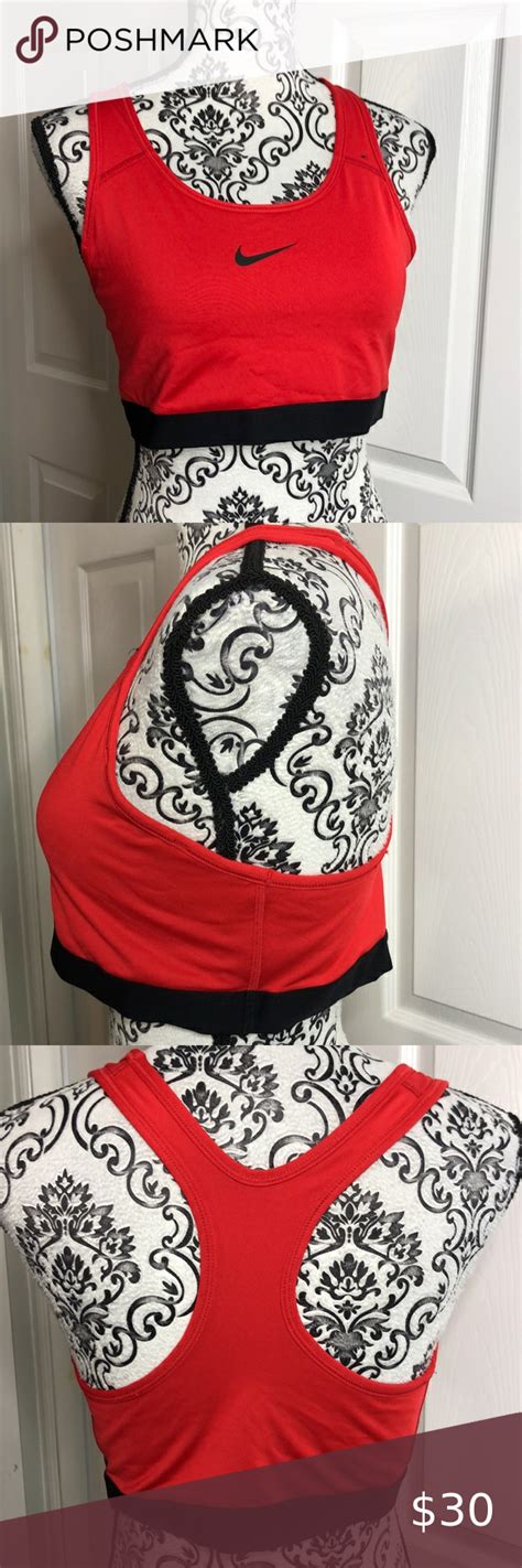 Nike Red Black Swoosh Sports Bra Athletic XL | Clothes design, Black ...