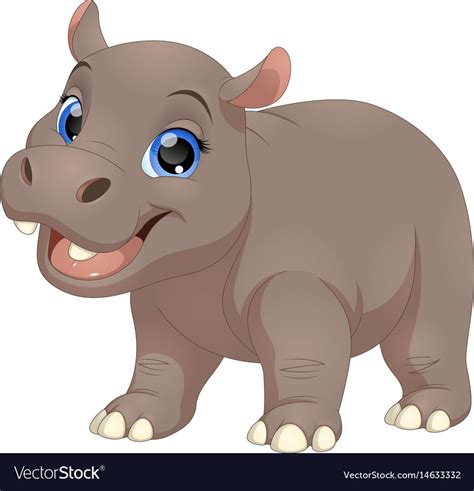 Cute funny hippo Royalty Free Vector Image - VectorStock | Cute animals ...