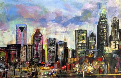 Charlotte Skyline Painting by Molly Wright - Fine Art America