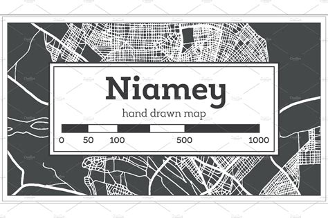 Niamey Niger City Map in Retro Style | Transportation Illustrations ...