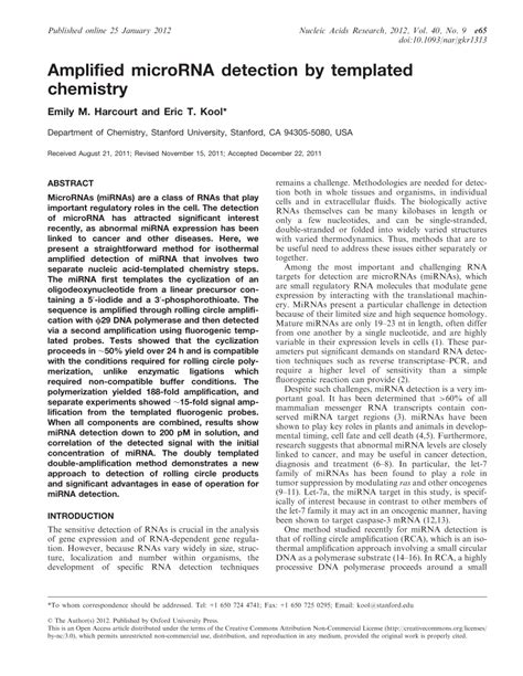 (PDF) Amplified microRNA detection by templated chemistry