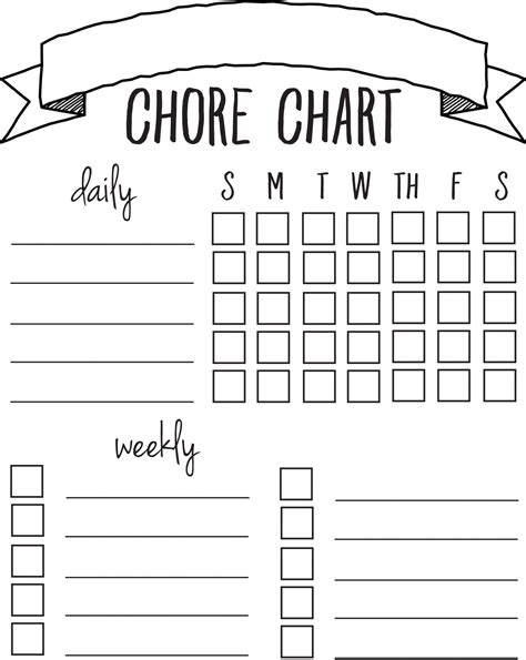 DIY Printable Chore Chart | Chore chart kids, Chore chart template ...