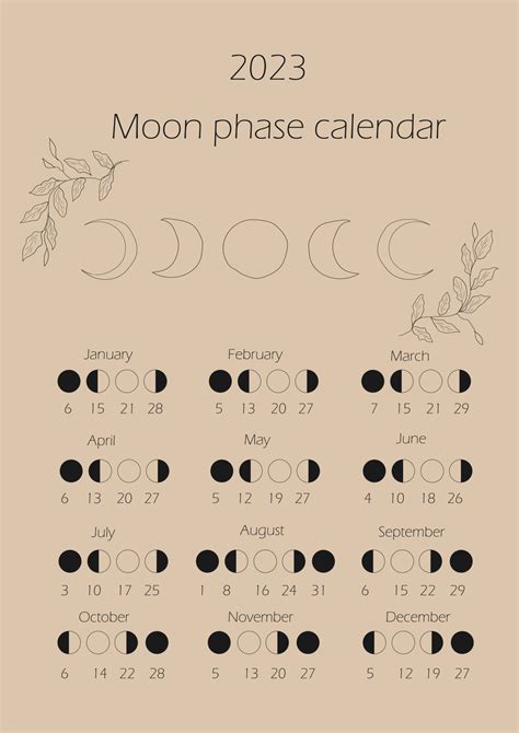 June 2023 Moon Phases - Printable Template Calendar