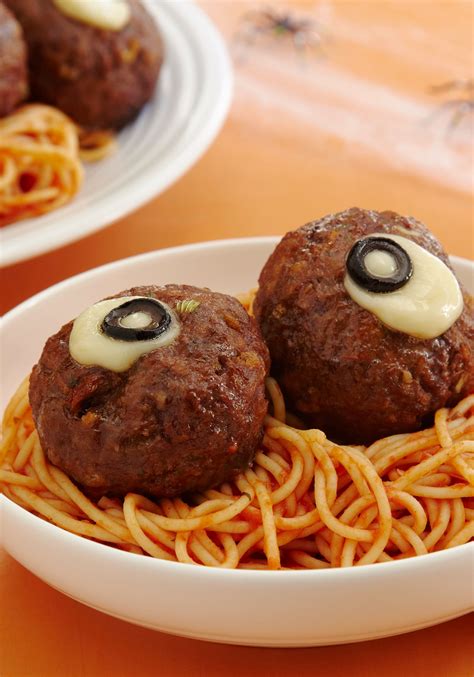 halloween spaghetti meatballs