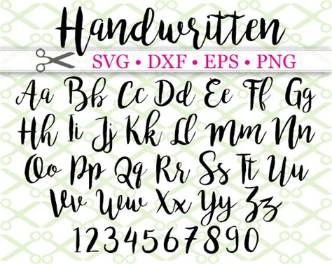 HANDWRITTEN SCRIPT SVG FONT-Cricut & Silhouette Files SVG DXF EPS PNG ...