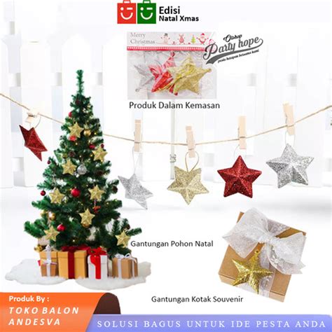 Jual hiasan gantung pohon natal bintang / aksesoris ornamen dekorasi ...