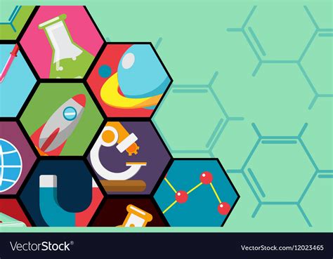 Hexagon science flat icon background Royalty Free Vector