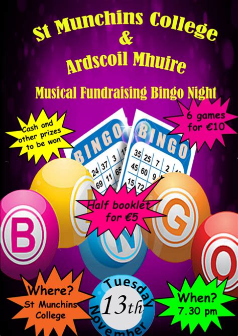 Musical Fundraiser Bingo Night – St Munchin's College | Corbally, Limerick