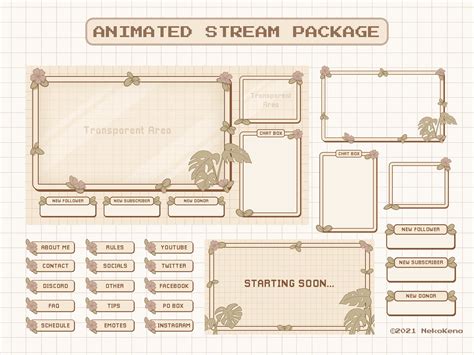 Animated Stream Overlay Package for Twitch, Cute Plant Garden Theme ...