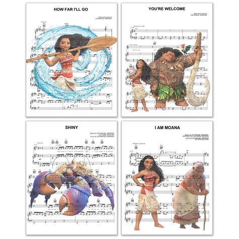 Buy Moana Music Sheet Photos - Set of 4 (8 inches x 10 inches) Maui ...