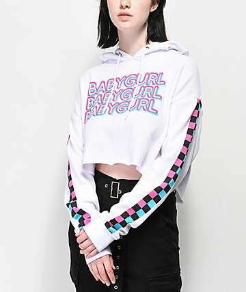 A-Lab Zaira Babygurl Checkerboard Crop Hoodie Teen Fashion Outfits ...