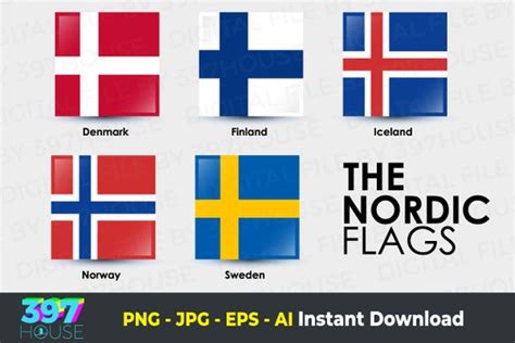 World Flags SVG the Nordic Countries Flag Svg Set of Square - Etsy Ireland