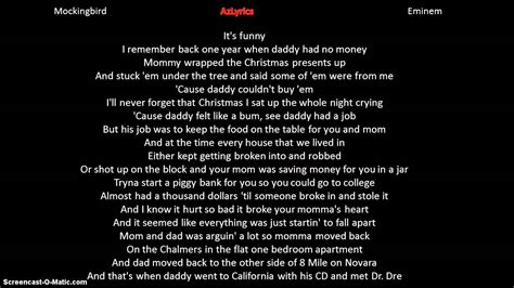 Eminem- Mockingbird Lyrics - YouTube