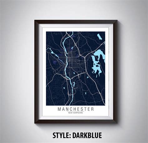 Map of Manchester NH Manchester Map Manchester Poster - Etsy