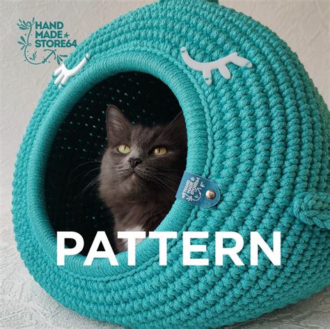 Pattern Crochet cat bed cat cave PDF tutorial with photo and | Etsy