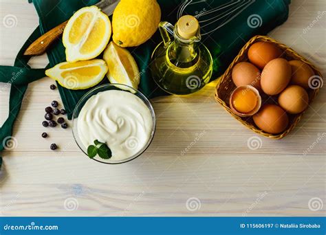 Natural Mayonnaise, Ingredients Stock Image - Image of mayonnaise ...