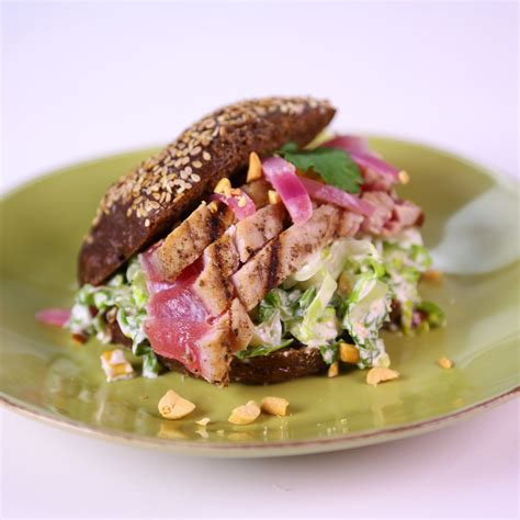 Grilled Tuna Steak Sandwich with Ginger Lime Slaw by Carla Hall | The ...