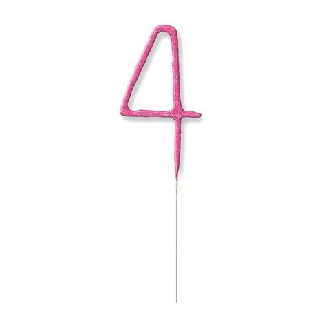 Pink Number 4 Sparkler Candle - 7" | Party Delights