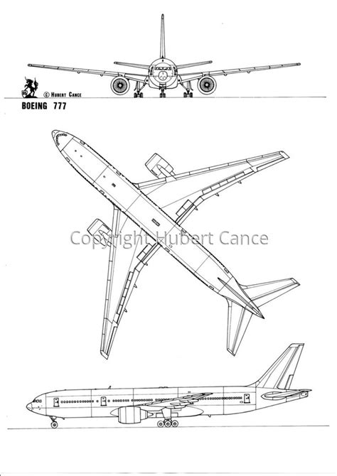 Boeing 777 Drawing by Hubert Cance