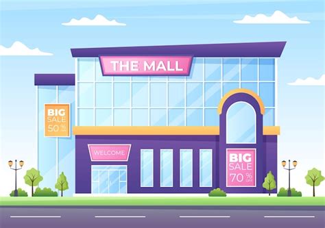 Premium Vector | Modern Shopping Mall Building Background Illustration ...