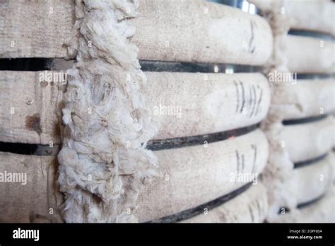 Raw cotton bales in textile factory Stock Photo - Alamy