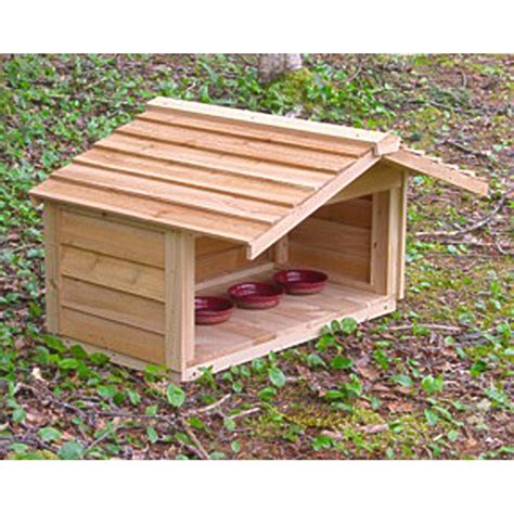 Cedar Cat Feeding Station with Extended Roof for Outdoor Cats