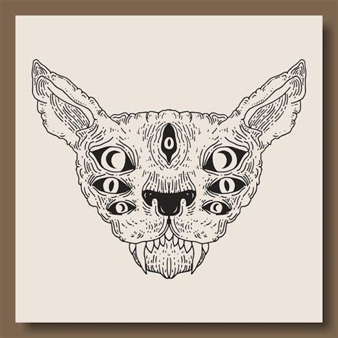 Premium Vector | Hand draw evil cat vector design