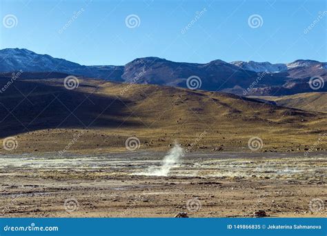 Atacama Desert, Chile: Bright Rising Sun Behind Erupting Hot Geyser of ...