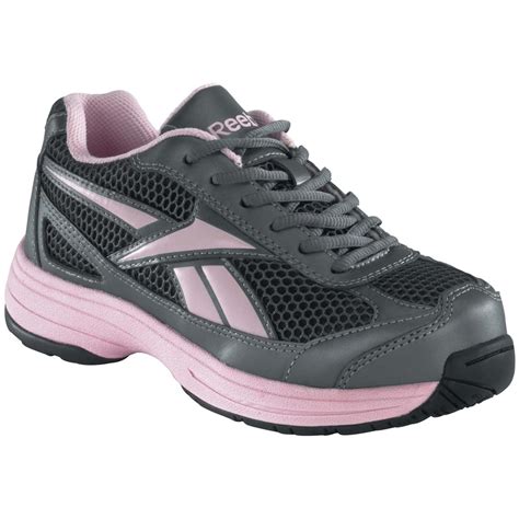 Women's Reebok® Steel Toe Cross Trainer Shoes, Pewter / Pink - 580335 ...