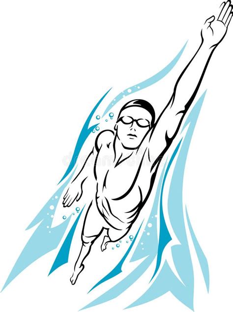 Male Swimmer Freestyle stock vector. Illustration of competition ...