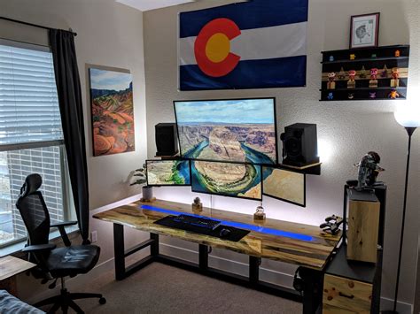 Custom Built Wood and Resin River Desk Battlestation | Custom computer ...