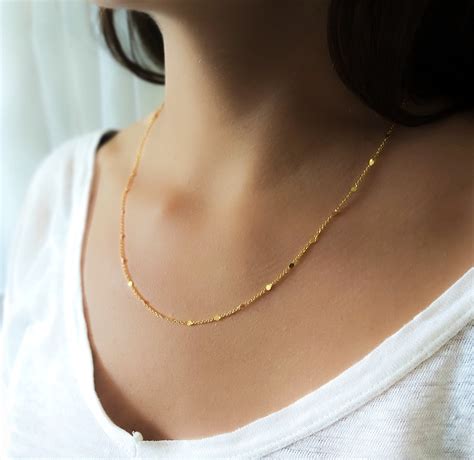 Dotted Gold Chain Necklace Layering Gold Necklace Minimalist | Etsy