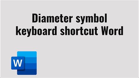 Diameter symbol keyboard shortcut Word - YouTube