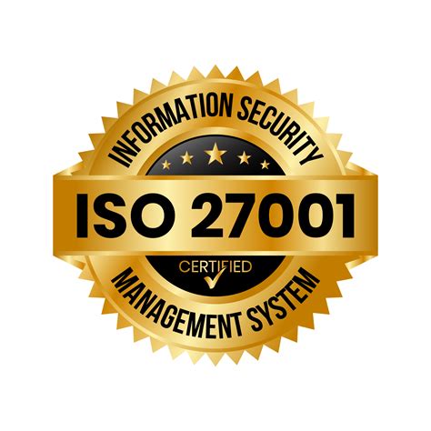 Golden ISO 27001 Certified Badge Or Information Security Management ...