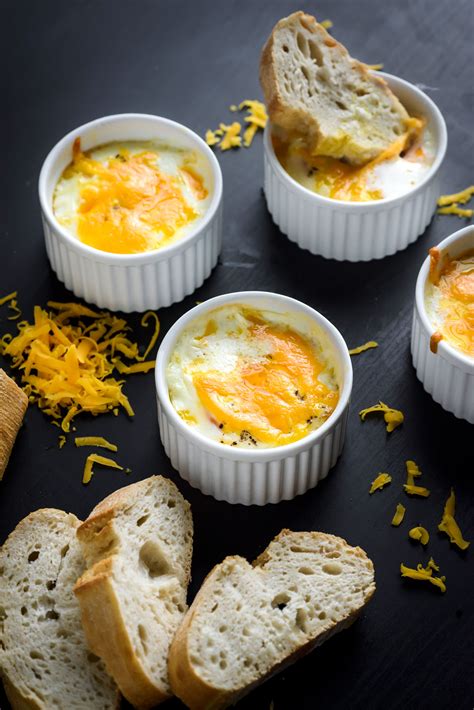 Simple Shirred Eggs With Cheddar Cheese Recipe