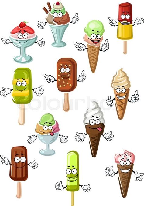 Colorful cartoon ice cream characters ... | Stock vector | Colourbox