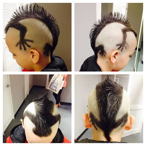 Lizard haircut. Creative style shown off by proud pop at Dillard’s. : r ...