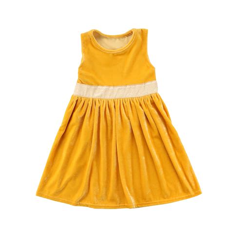 2018 Newborn Toddler Baby Girls Yellow Sleeveless Dress Corduroy ...