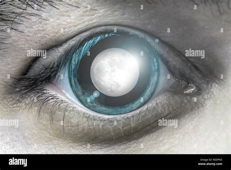 human eye close up with reflecting moon Stock Photo - Alamy