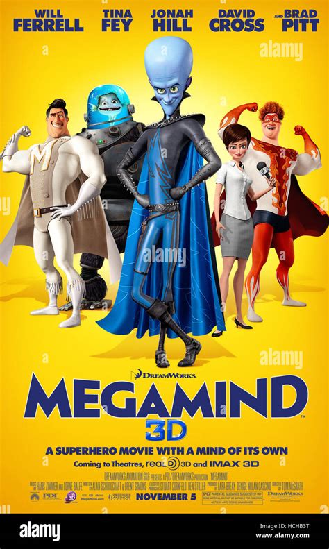 MEGAMIND, from left: Metro Man (voice: Brad Pitt), Minion (voice: David ...