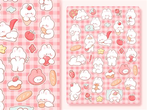 Cute Printable Sticker Sheet Bunny Clipart / Commercial Use/ - Etsy