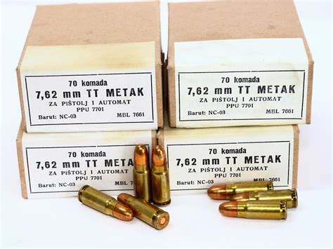 7.62 Tokarev Pistol Ammunition Yugoslav Mil 70rnds 1 Box