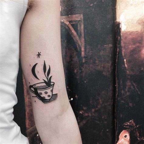 Black cup of tea tattoo - Tattoogrid.net